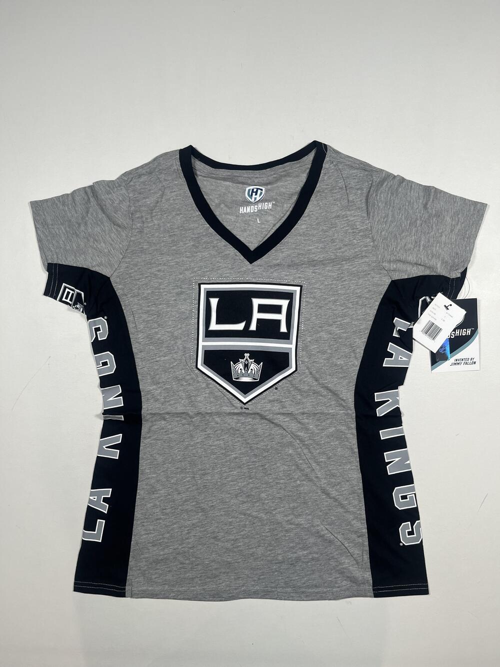 Los Angeles Kings Shirt Womens Large Gray NHL Hockey G-III Hands High V Neck